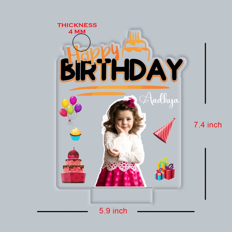 Personalized Happy Birthday LED Night Lamp with Photo Gift for Birthday Girl Warm White Light Birthday Gift for Daughter Return Gift for Girls